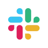Slack logo with interlocking multicolored shapes in teal, green, yellow, and red.